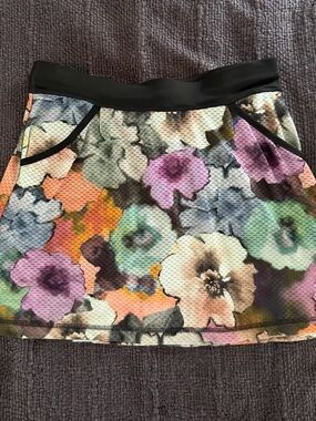 Floral Multicolor Active Skort with Black Waistband
